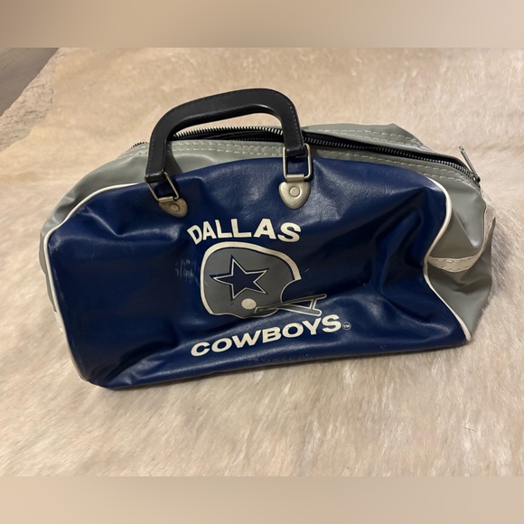 Vintage Dallas Cowboys Duffle Bag NFL Gym Bag Blue Gray Travel Tote